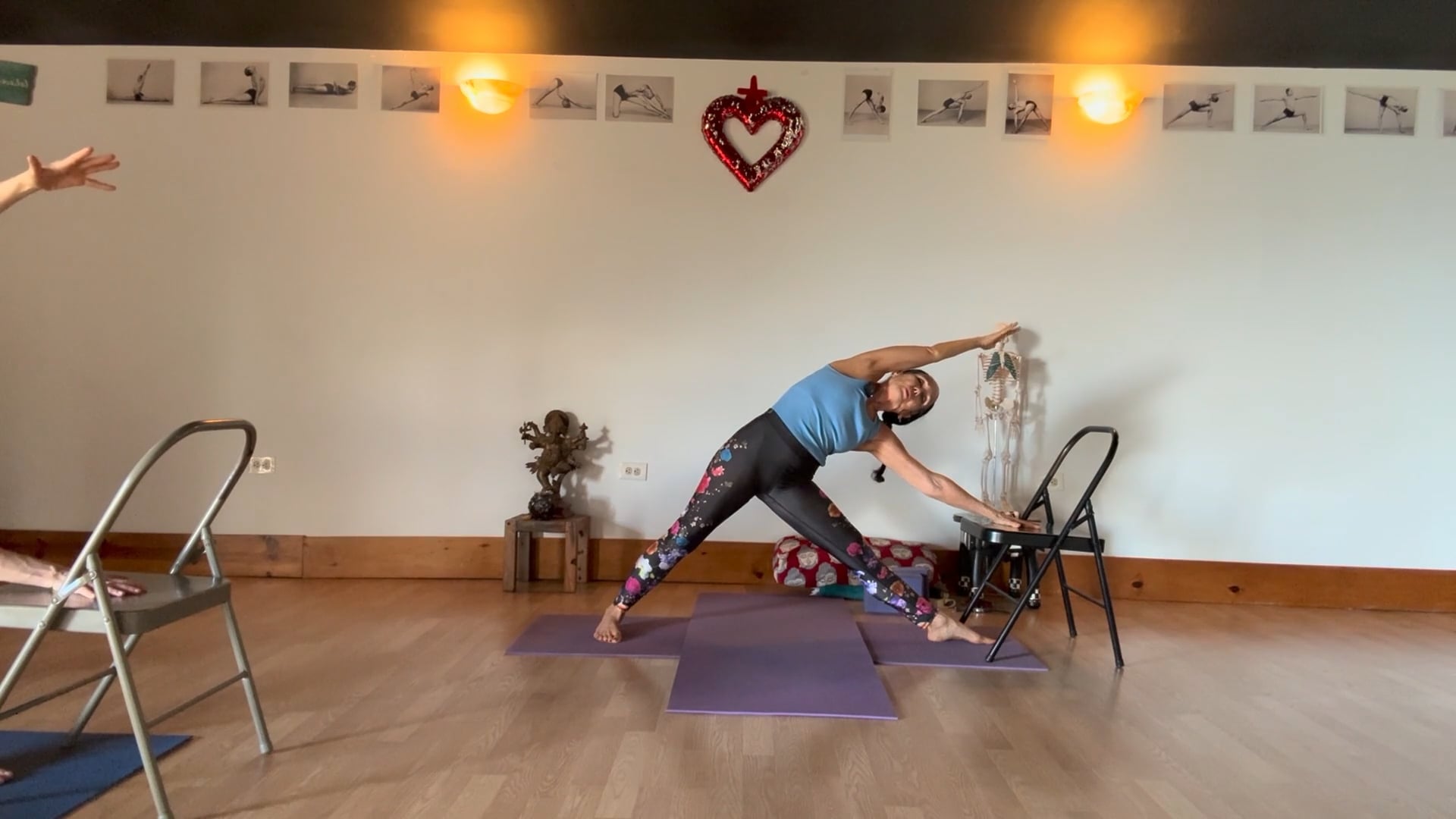 5-3-26 Iyengar Yoga: Root and balance on the feet, lift kneecaps, draw thighs up to improve bone density, balance and strength.
