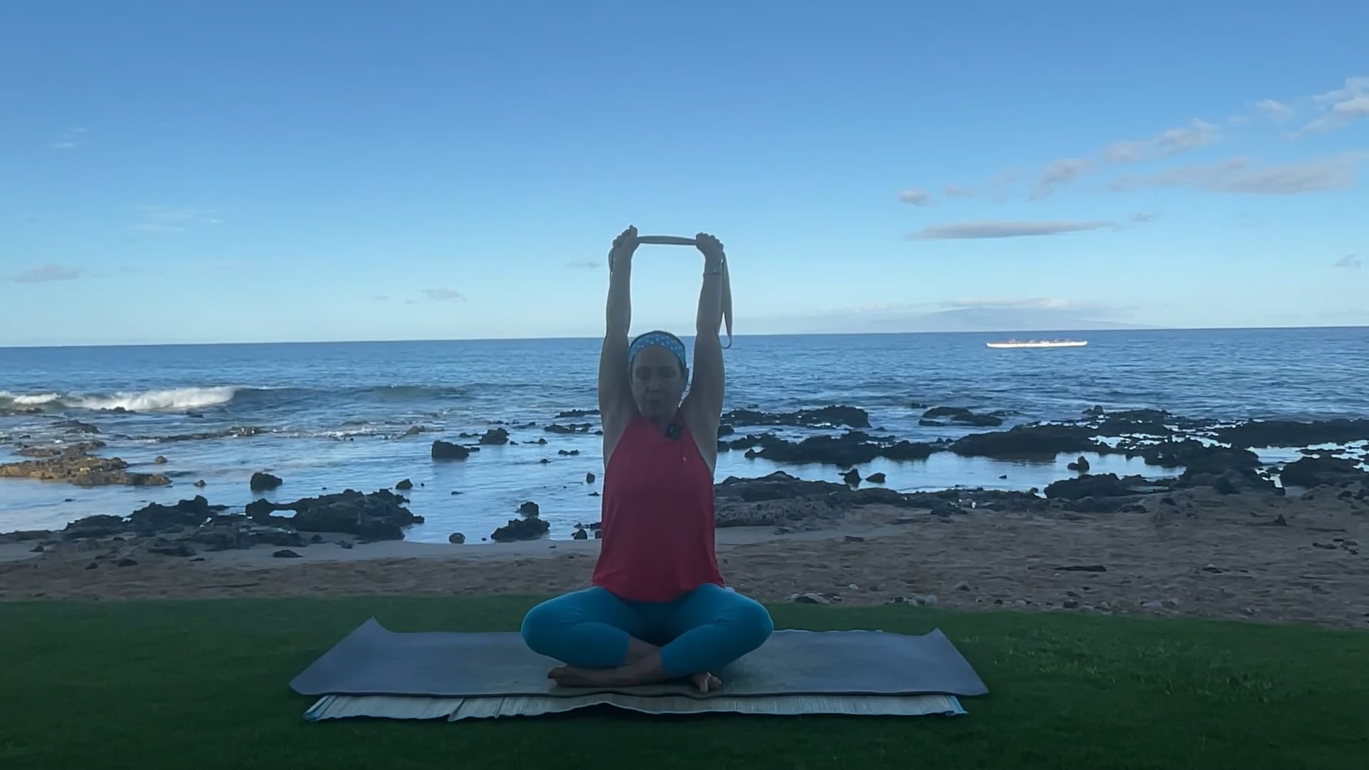 9-28-25 Gentle Beach Yoga: Basic foundations to adjust arm into shoulder and legs into the hips.