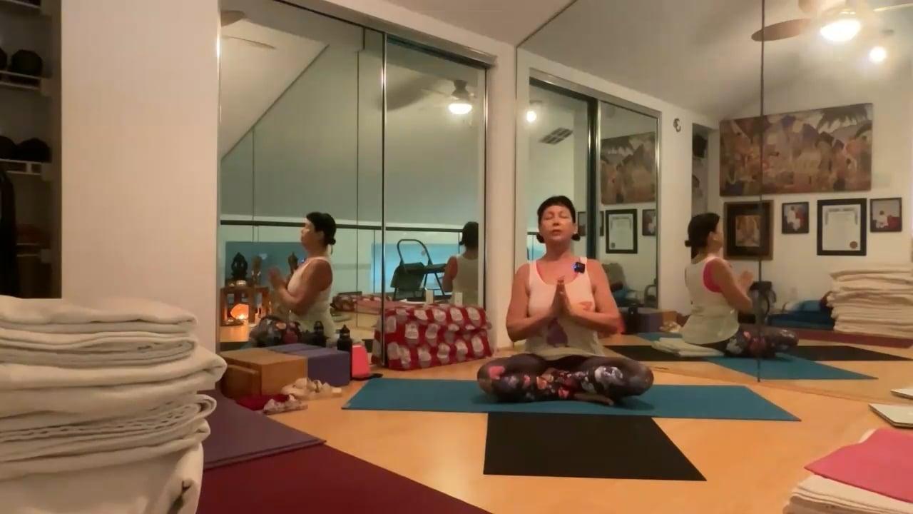 4-19-23 Iyengar Yoga: focus on adjusting the back to the front spine extending the life force.