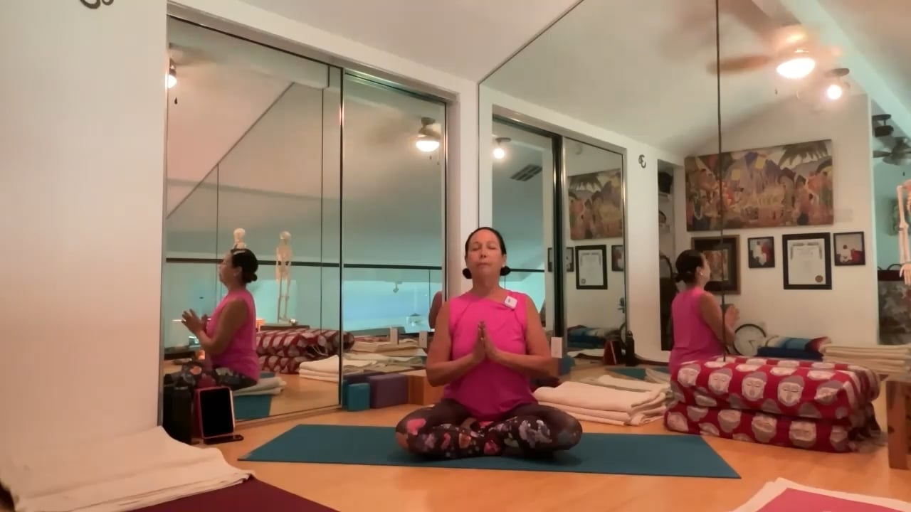 4-6-23 Iyengar Yoga: Balancing stability/courage, flexibility/change in sitting, standing and back bending.