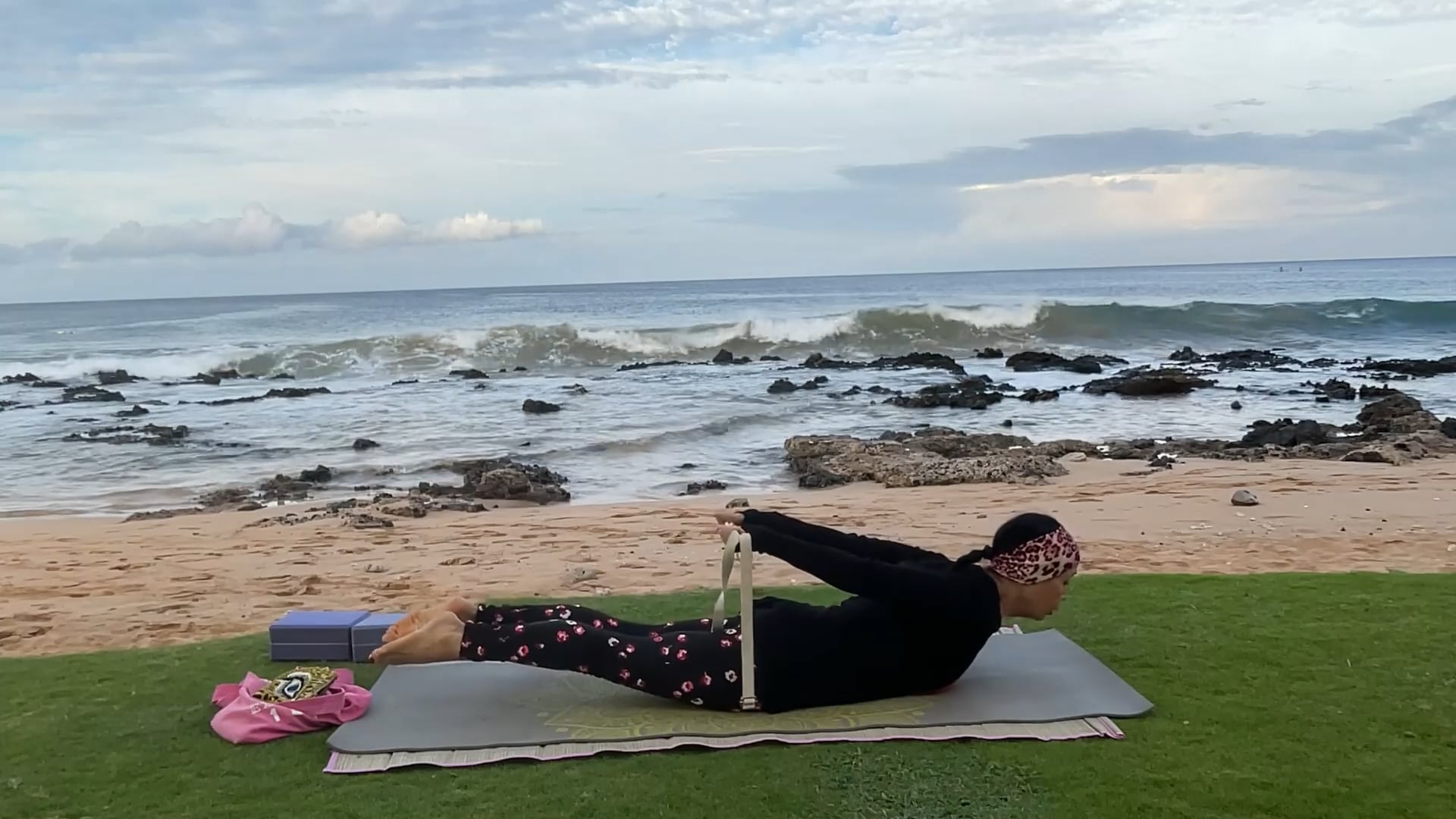 1-21-26 Beach Yoga Beginner: Prone, head down to mother earth, thank you!
