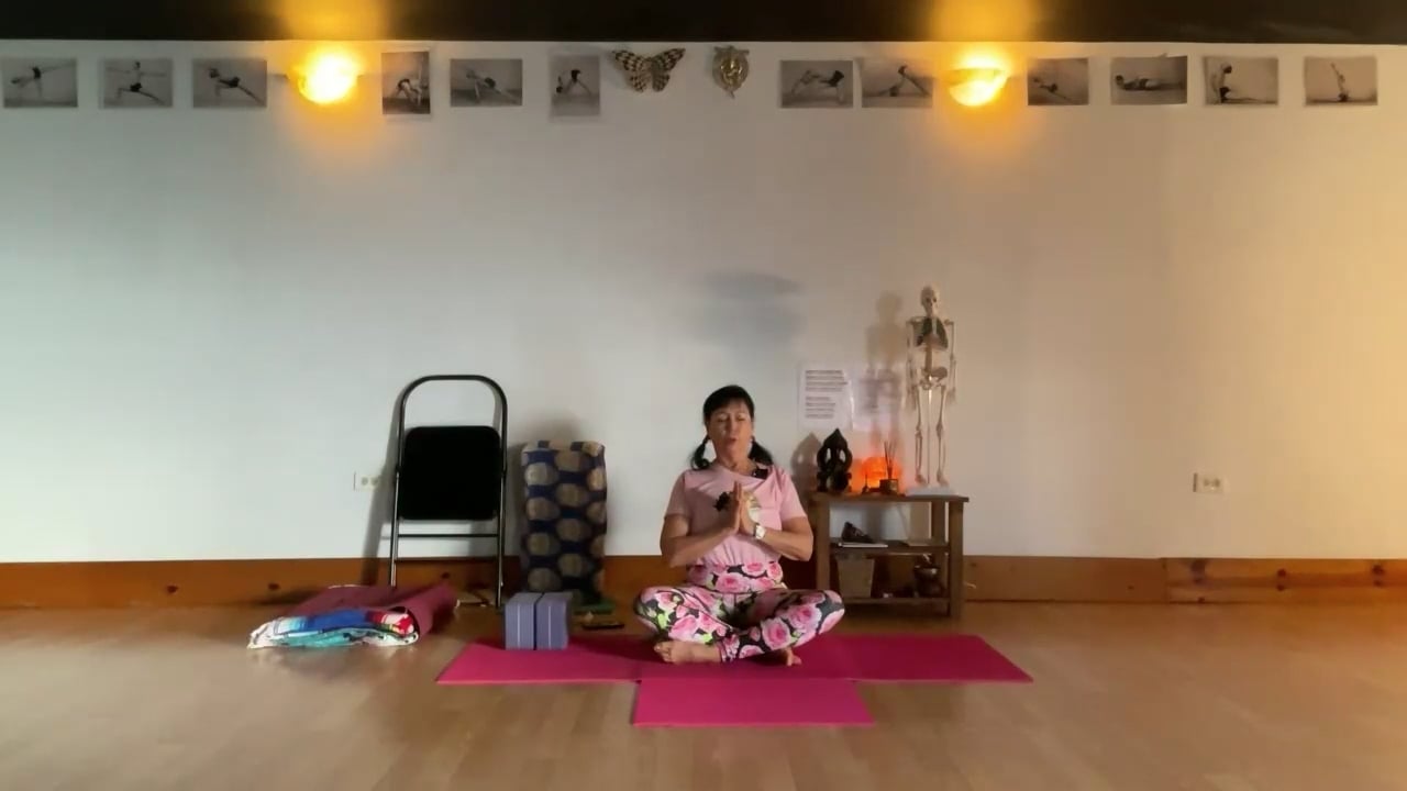 2-26-24  Iyengar Yoga: Focus on preparation for backbends with seated forward bends, twists, and standing balance poses.