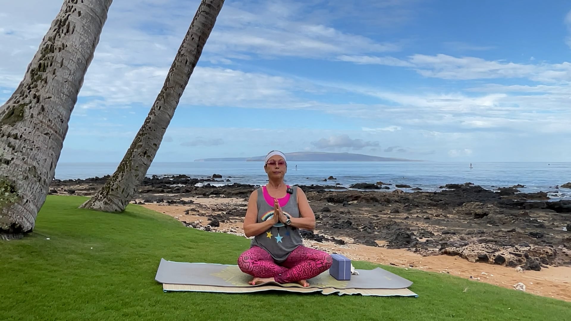 5-14-24 Gentle Beach Yoga: Total Flexibility- hips, feet, quads, hamstrings, back arching.