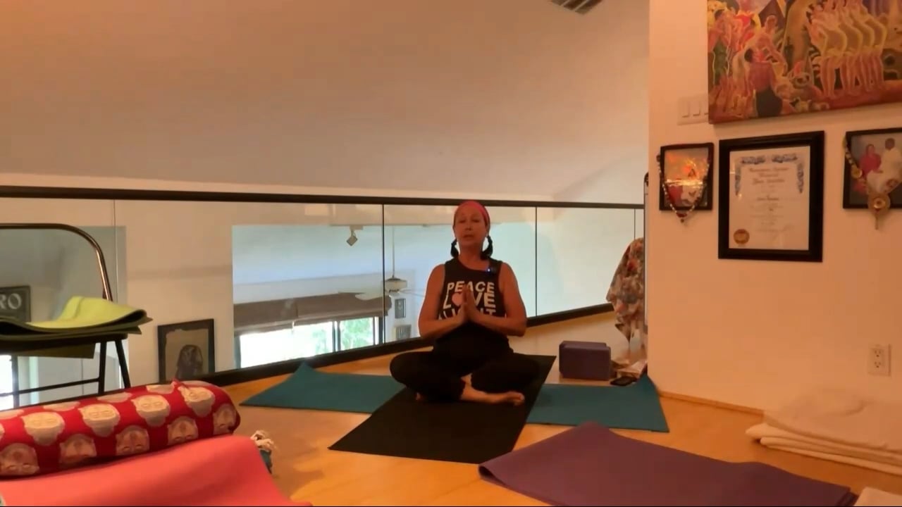 7-19-23  Iyengar Yoga: Focus on wrist, elbow, and shoulder strengthening with a detailed shoulder stand set-up.