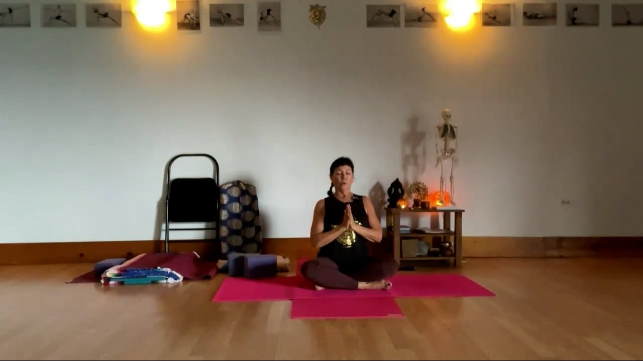 1-8-24  Iyengar Yoga: Focus on ascending the energy, lifting it from the feet to the pubic bone.