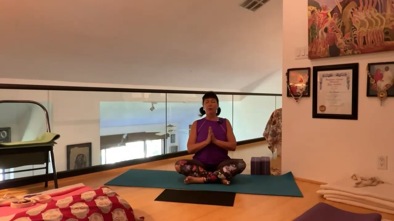 6-19-23 Iyengar Yoga: Focus on opening the groins and hip flexors by lifting the spine.