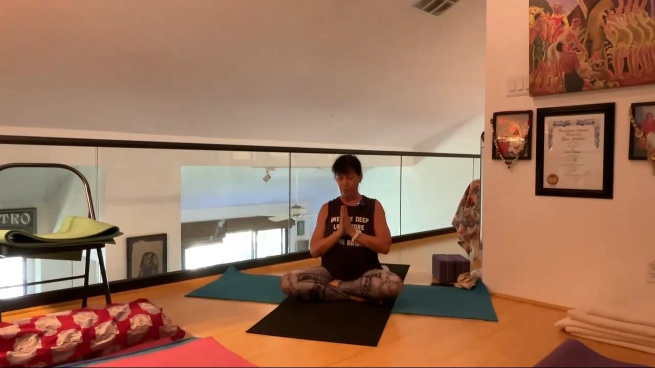 7-17-23 Iyengar Yoga: Parighasana (Light on Yoga page 85) preparation for the shoulders and pelvis.
