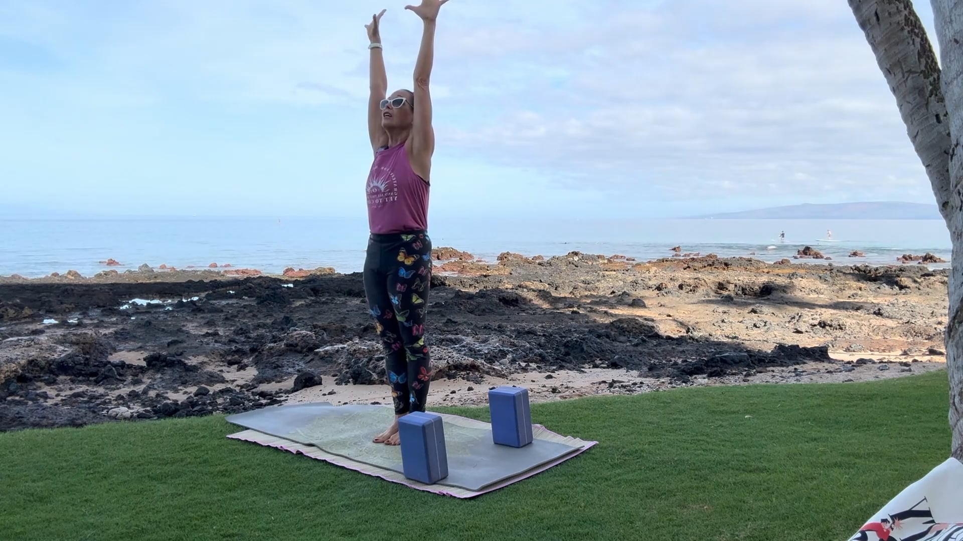 4-19-26 Beach Yoga: Creating space in the neck, lengthening the lower back, and strengthening and softening the navel bank.