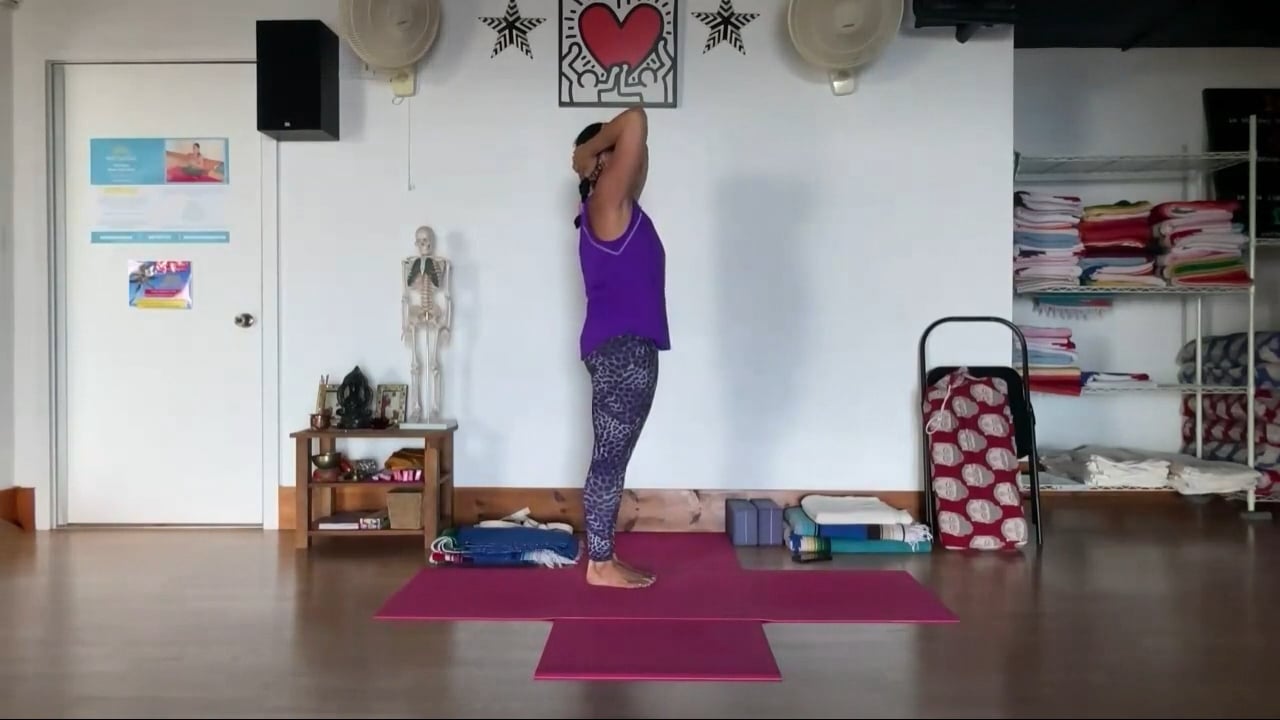 7-3-24  Iyengar Yoga: Focus on Tadasana (mountain pose) with arm variations into standing and inversions.