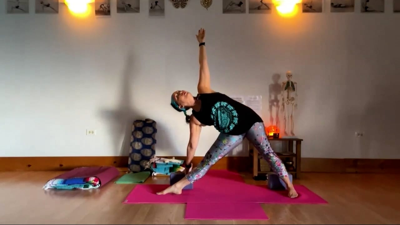 3-13-24  Iyengar Yoga: Beginning with stretching, getting present, and moving onto horizontal standing poses.
