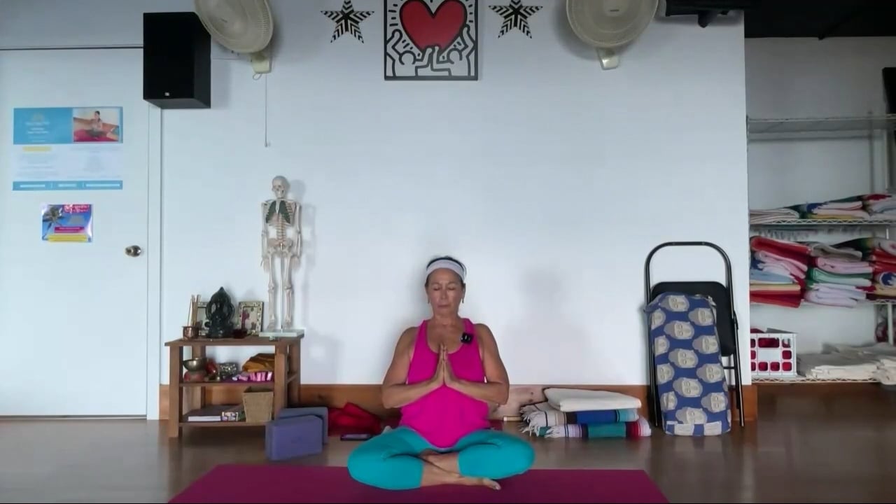 7-12-24 Iyengar Yoga: Horizontal standing, lateral spine extensions with restorative poses.
