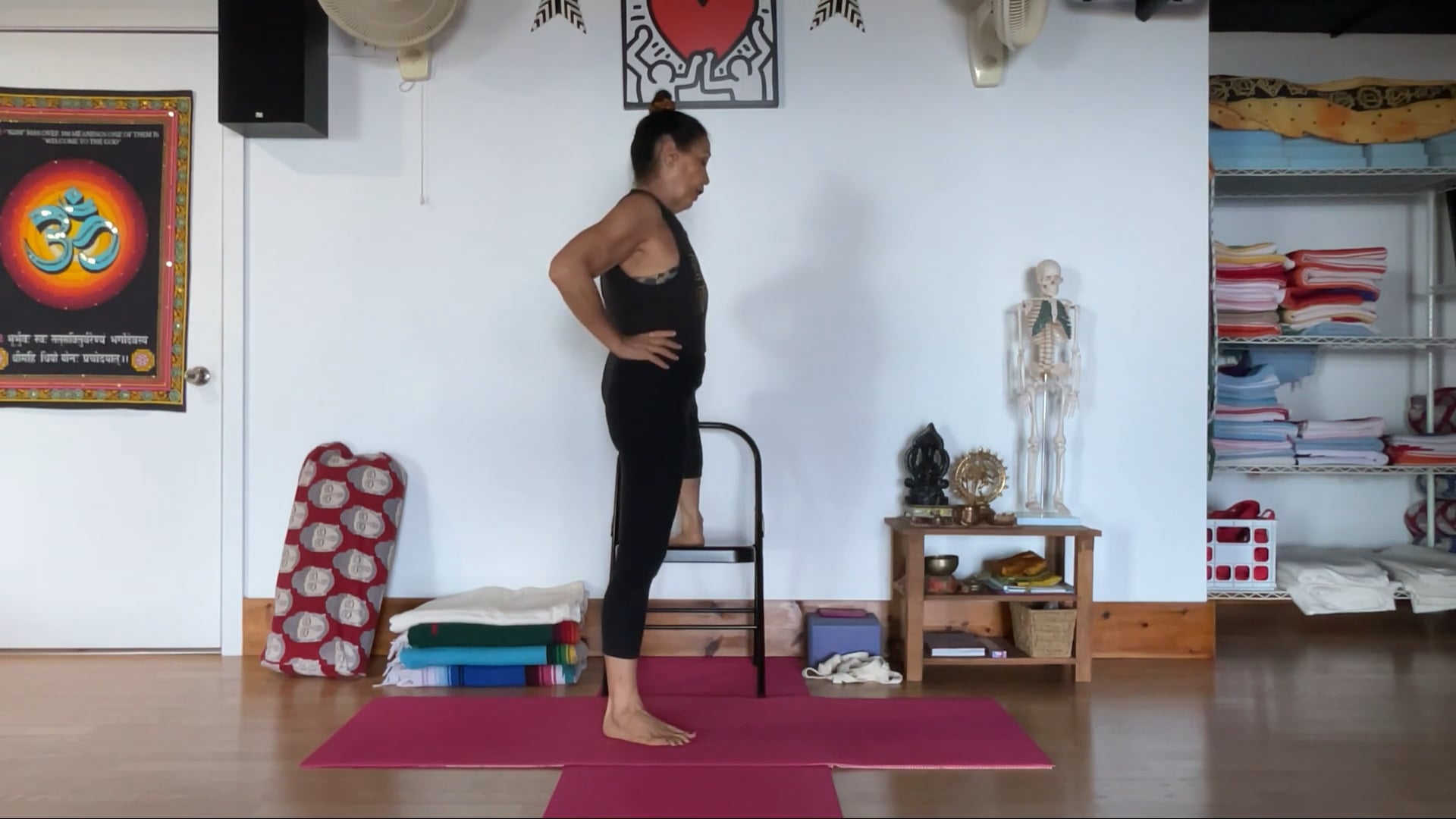1-3-25 Iyengar Yoga: Using a chair for support in standing poses.