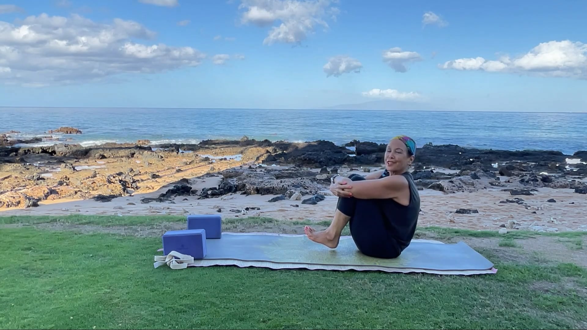 10-17-24 Gentle Beach Yoga:  Priority to improve posture with basic and foundational asanas with minimum props.