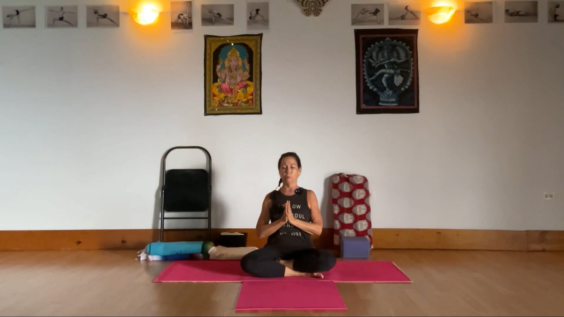 10-4-24 Iyengar Yoga: Focus on arm/shoulder strengthening, half moon/side body and long Savasana.
