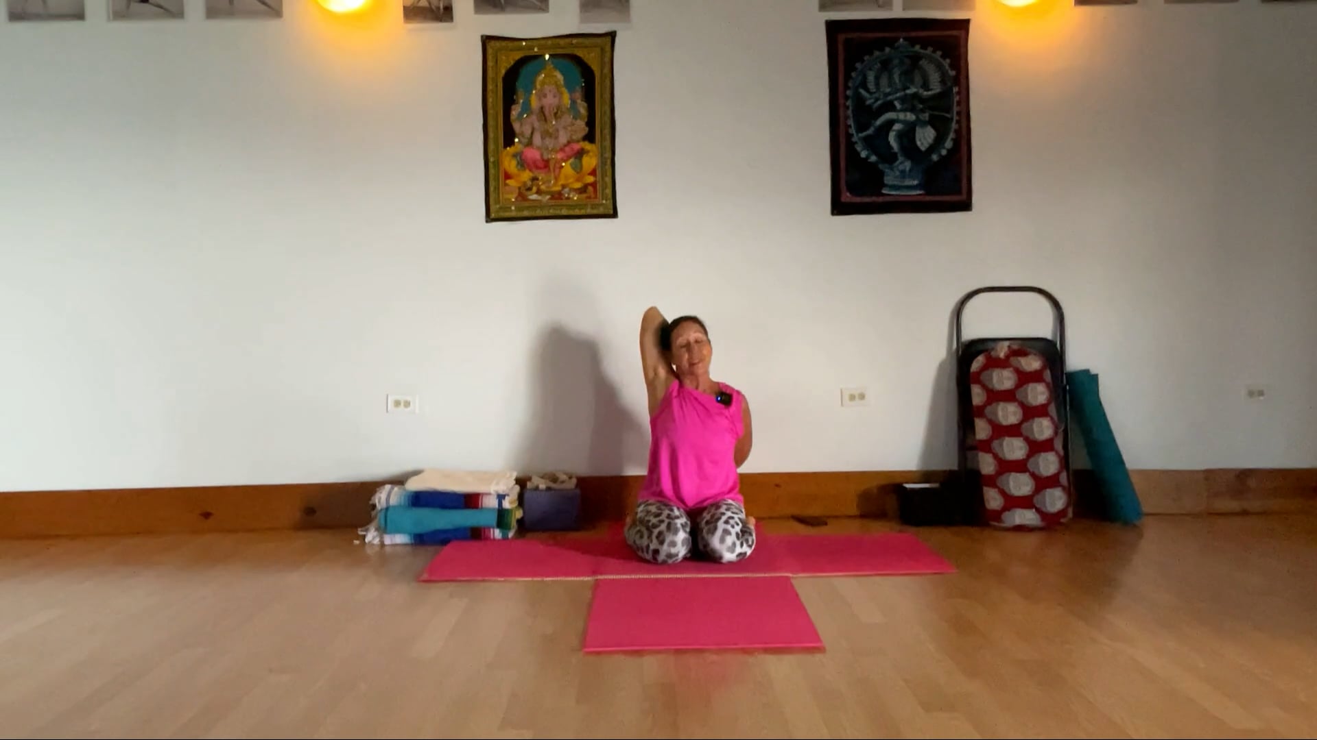9-30-24  Iyengar Yoga: Focus on cross legs and arms standing for balance in half-moon variations.