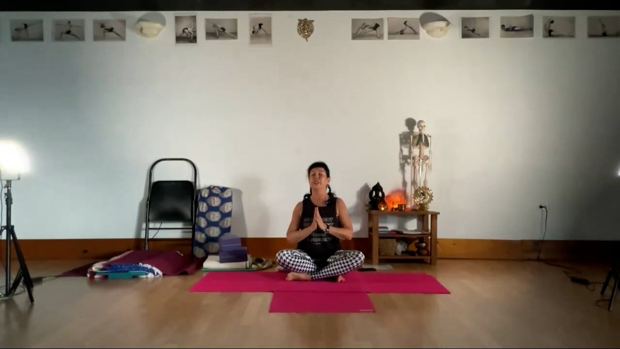 1-26-24  Iyengar Yoga: Focus on the feet/ankles to open up the hips.