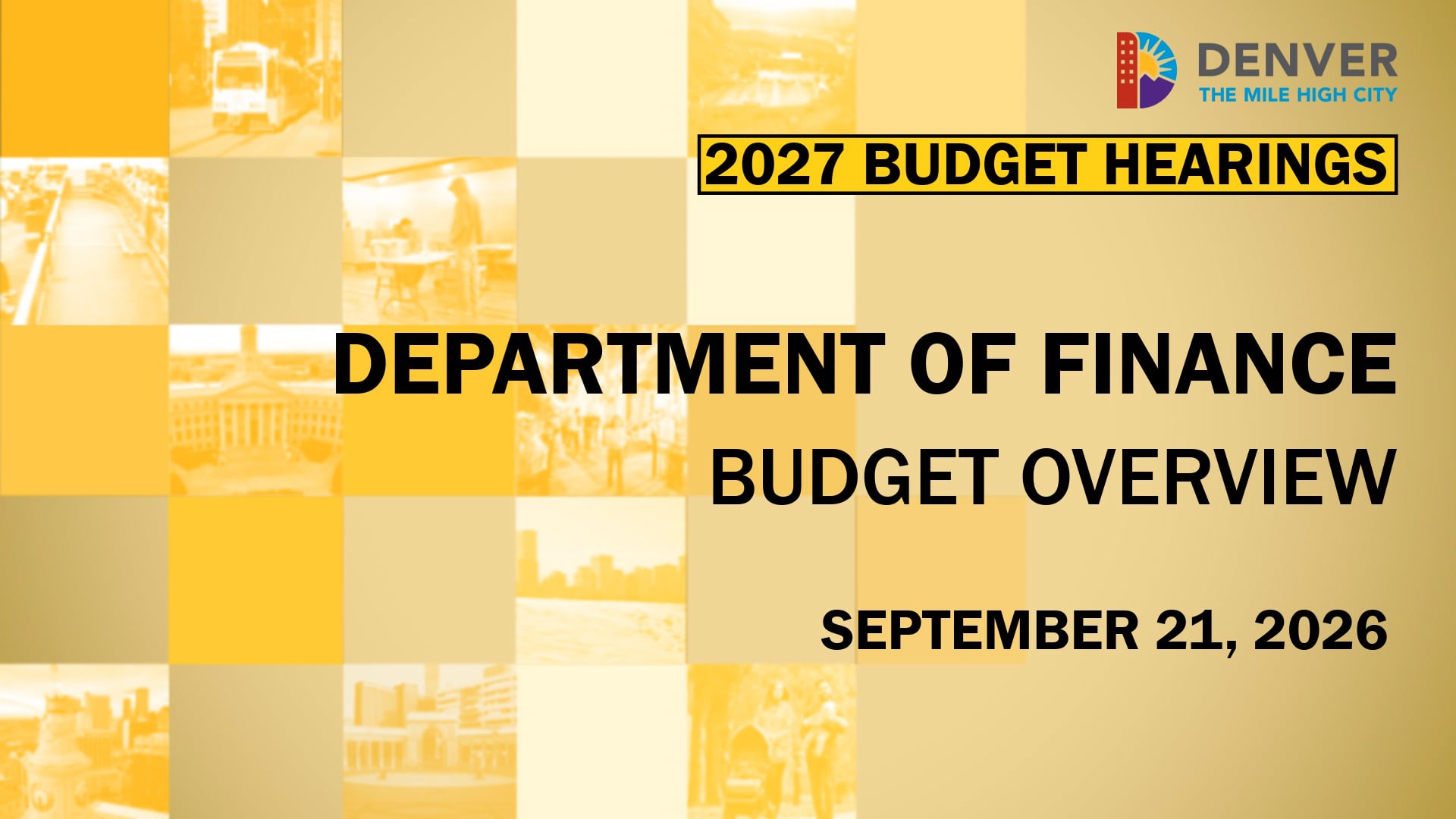 Overview: Department of Finance - September 21, 2026
