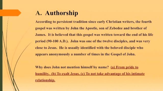 Gospel Of John - Session 1 - Dr. Elmer Towns