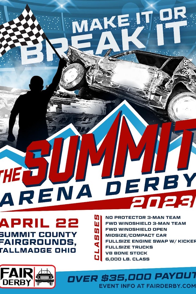 The Summit, Ohio's only indoor Demo Derby 4.22.23