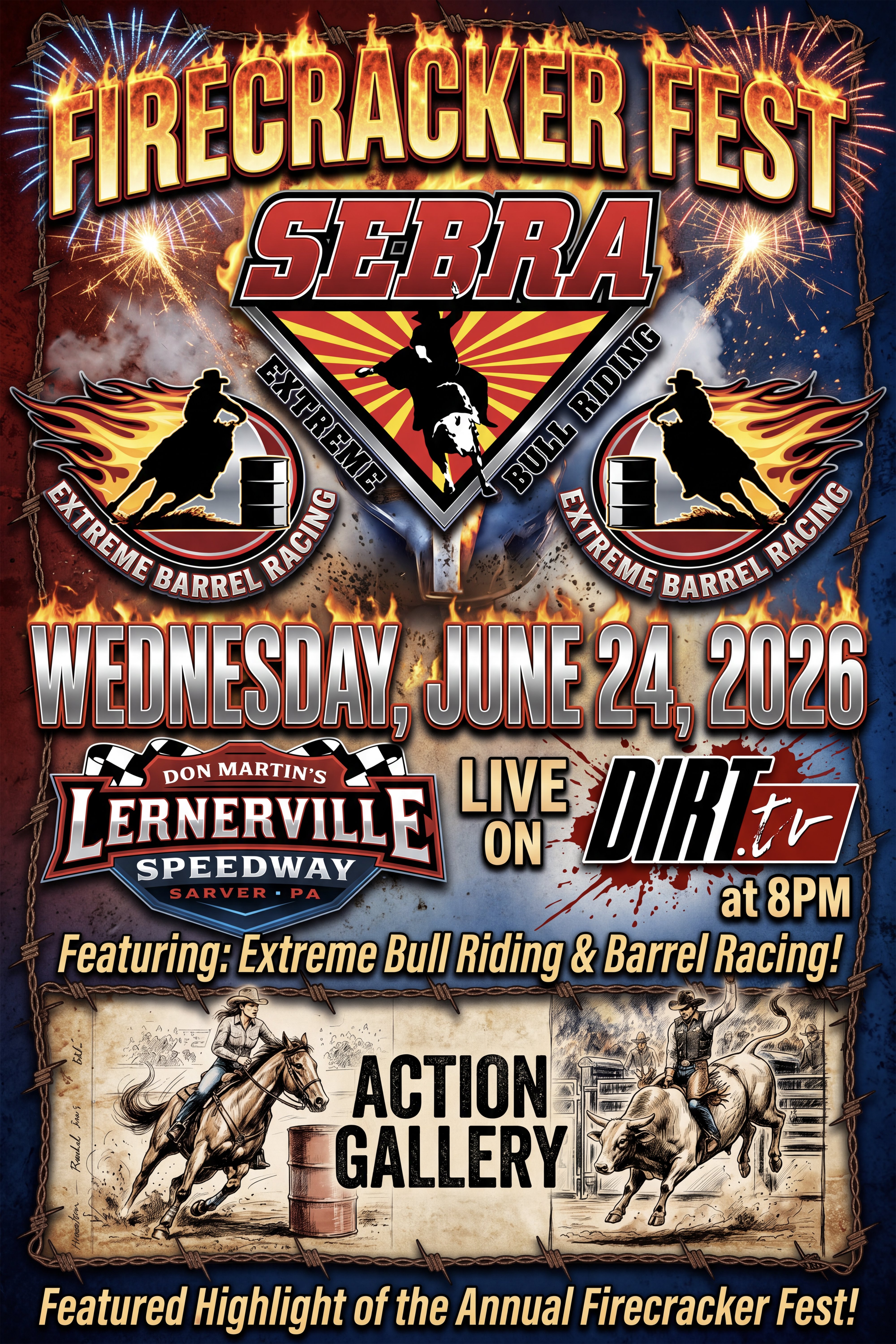 6.24.26 The SEBRA Extreme Bull Riding and Barrel Racing at Lernerville.