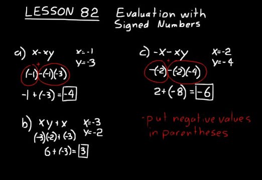Lesson 82 DIVE Algebra Half, 3rd Edition