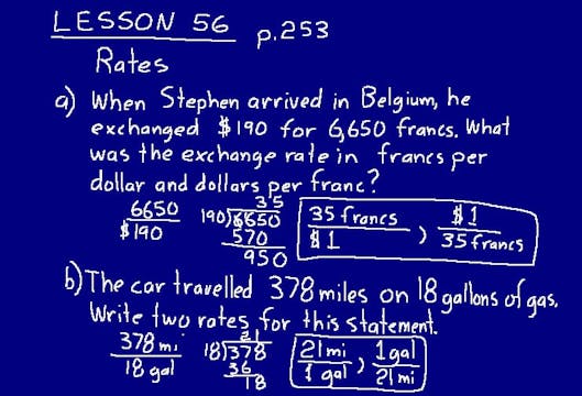 Lesson 56 DIVE Math 8/7 1st Edition