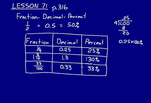 Lesson 71 DIVE Math 8/7 1st Edition