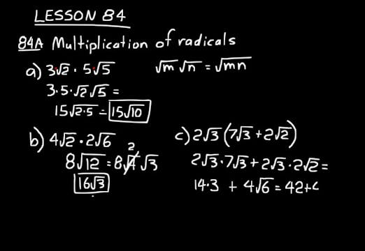 Lesson 84 DIVE Algebra 1, 3rd Edition