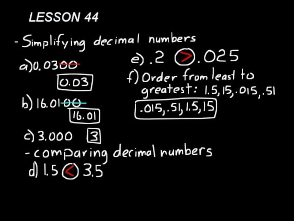 Lesson 44 Dive 7/6, 4th Edition DIVE Lectures for Saxon Math 7/6, 4th