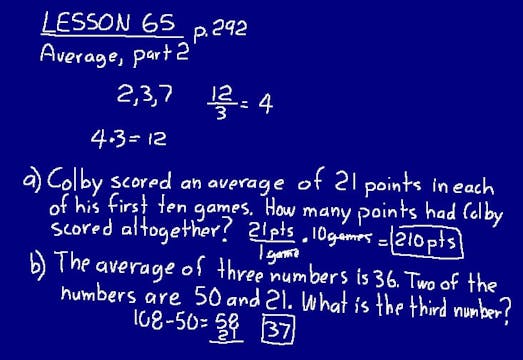 Lesson 65 DIVE Math 8/7 1st Edition