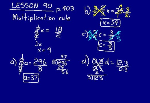 Lesson 90 DIVE Math 8/7 1st Edition