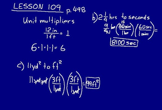 Lesson 109 DIVE Math 8/7 1st Edition