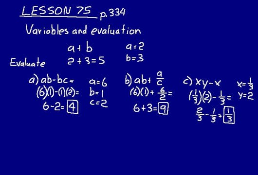 Lesson 75 DIVE Math 8/7 1st Edition