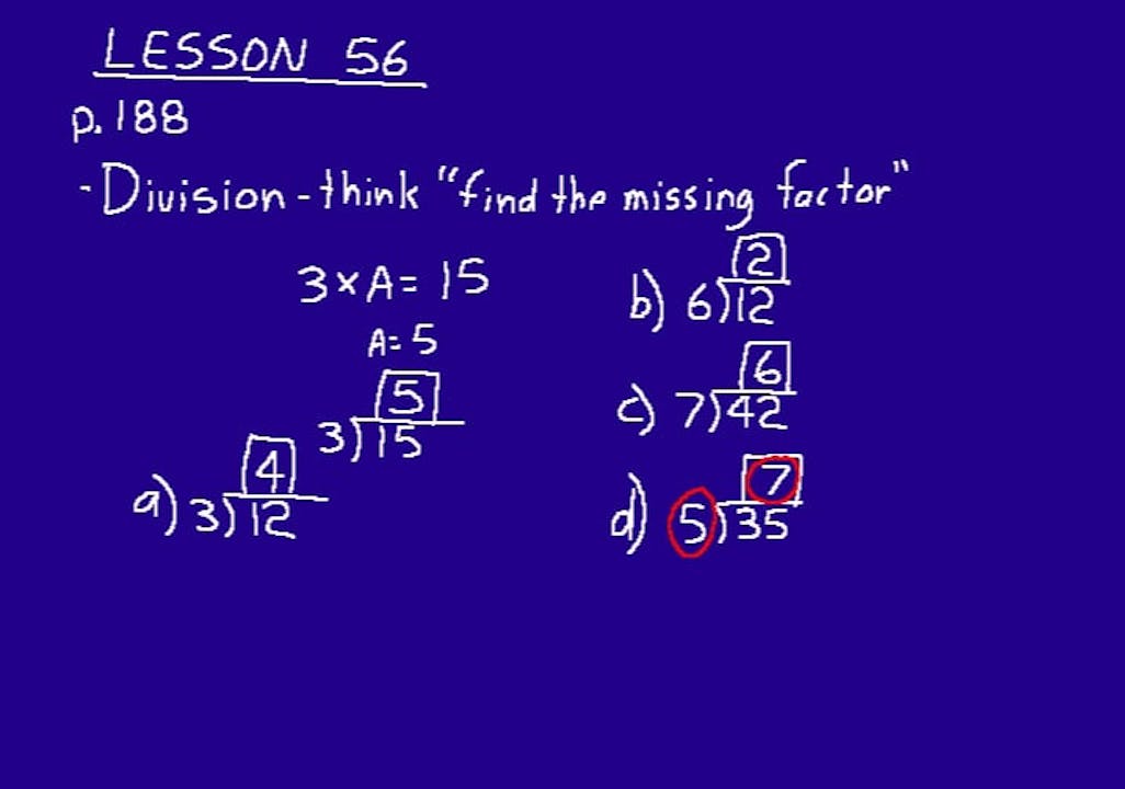 Lesson 56 DIVE 5/4, 2nd Edition DIVE Lectures for Saxon Math 5/4, 2nd