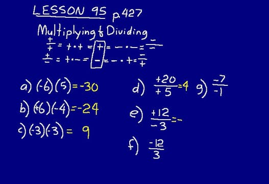 Lesson 95 DIVE Math 8/7 1st Edition