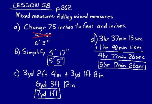Lesson 58 DIVE Math 8/7 1st Edition