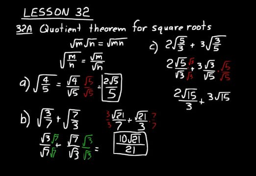 Lesson 32 DIVE Algebra 2, 3rd Edition