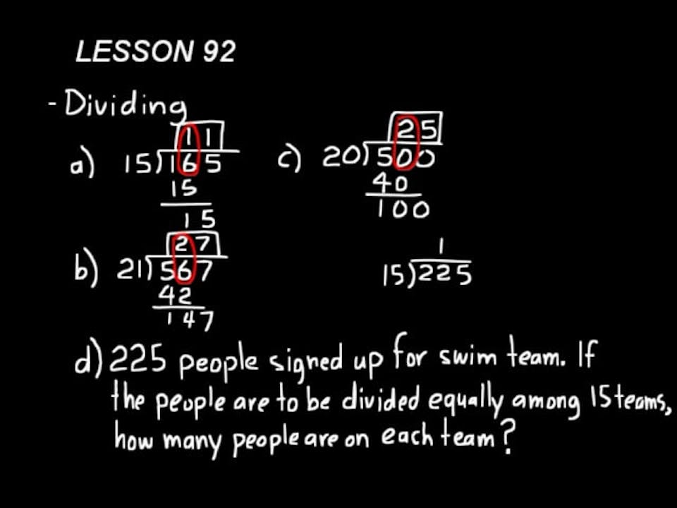 Lesson 92 DIVE 6/5, 3rd Edition - DIVE Lectures for Saxon Math 6/5, 3rd ...