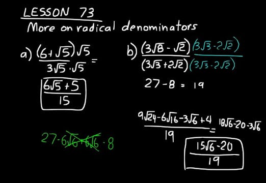 Lesson 73 DIVE Algebra 2, 3rd Edition