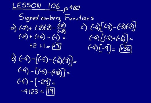 Lesson 106 DIVE Math 8/7 1st Edition