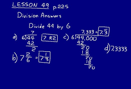 Lesson 49 DIVE Math 8/7 1st Edition