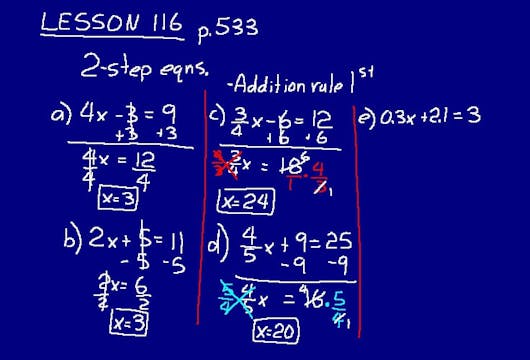 Lesson 116 DIVE Math 8/7 1st Edition