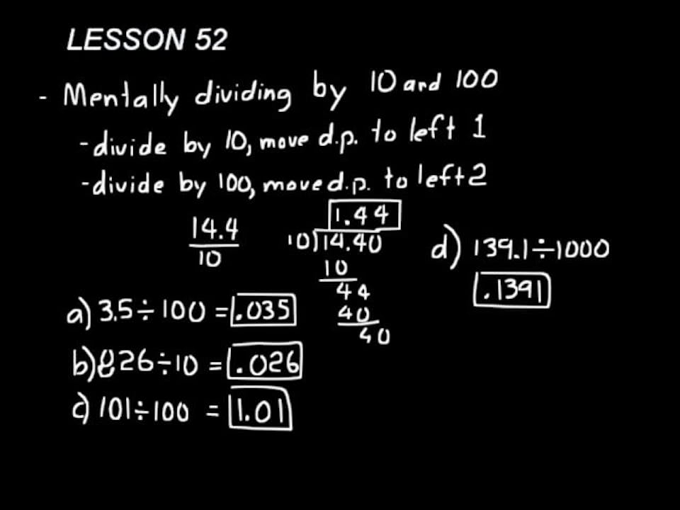 Lesson 52 Dive 7/6, 4th Edition DIVE Lectures for Saxon Math 7/6, 4th