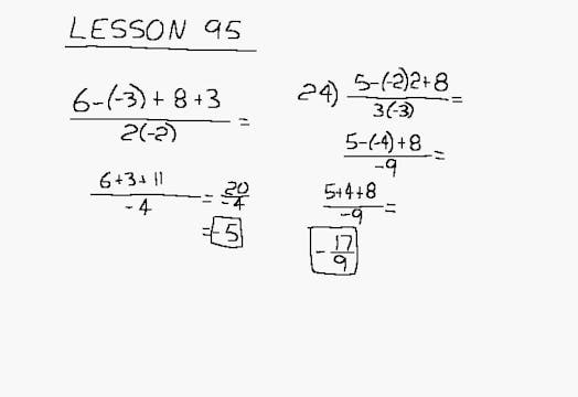 Lesson 95 DIVE Algebra 1/2, 2nd Edition