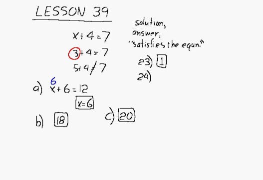 Lesson 39 DIVE Algebra 1/2, 2nd Edition