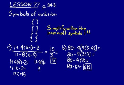 Lesson 77 DIVE Math 8/7 1st Edition
