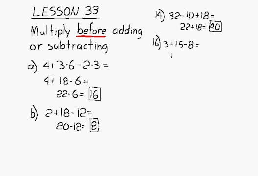 Lesson 33 DIVE Algebra 1/2, 2nd Edition
