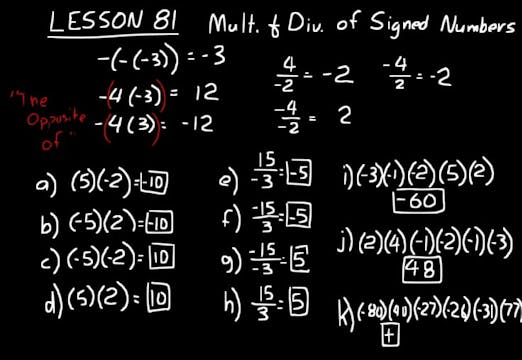 Lesson 81 DIVE Algebra Half, 3rd Edition