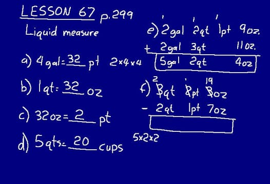 Lesson 67 DIVE Math 8/7 1st Edition