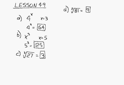 Lesson 49 DIVE Algebra 1/2, 2nd Edition